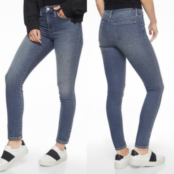 Athleta Sculptek Blue Jean 0 25x28 Azure Medium Wash Skinny Stretchy Athleisure - Picture 4 of 16